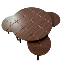 میز جلومبلی مدل گرد پایه چوب کد 8005 مجموعه 4 عددی
